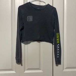 Dark gray green and white vans crop top long sleeve